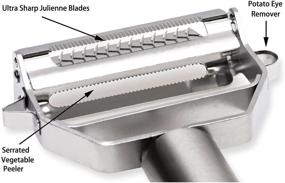 img 2 attached to 🥕 Ultra Sharp Dual Julienne Peeler: Stainless Steel Vegetable, Potato, and Fruit Peeler for Kitchen