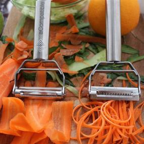 img 1 attached to 🥕 Ultra Sharp Dual Julienne Peeler: Stainless Steel Vegetable, Potato, and Fruit Peeler for Kitchen