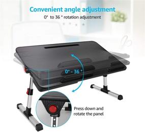 img 1 attached to 🛏️ Adjustable Height Laptop Desk for Bed, Amoskey Lap Desk for Laptop and Writing with Folding Design - Ideal for Sofa, Table Replacement (Black)