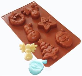 img 4 attached to X-Haibei Christmas Holiday Silicone Mold Pan: Snowman, Reindeer, Star, Santa Claus Soap, Muffin, Chocolate