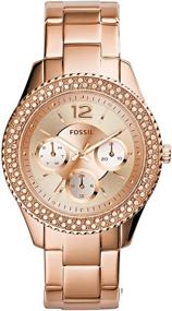 img 4 attached to ⌚️ Женские часы Fossil Stella из нержавеющей стали с кристаллами, многофункциональные кварцевые часы для легкого стиля и элегантности