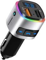 🚗 car bluetooth fm transmitter, sonru bluetooth adapter music player kit for vehicle, with qc3.0 usb charging, handsfree call, siri google assistant, sd card/u disk support, 7 color lights/led voltmeter logo