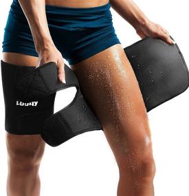 img 4 attached to Premium Neoprene Thigh Brace Support: Adjustable Hamstring Compression Sleeve for Women and Men - Upper Leg Wraps (Pair)