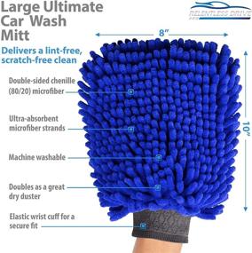 img 3 attached to Relentless Drive Car Wash Mitt - Chenille Microfiber, Scratch Free, Ultra Absorbent for Cars, Trucks, SUV, Boat & Motorcycle (Large)