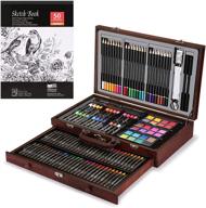 🎨 agptek art set: deluxe 141-piece wooden painting case & art supplies kit with crayons, colored pencils, sketch pencils, brushes, sharpener and eraser logo