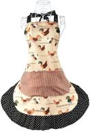 🍳 trinny lady's big bowknot cooking apron with cute rooster print and pocket - original cotton design логотип