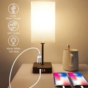 img 4 attached to 💡 COZOO USB Bedside Table & Desk Lamp – Black Charger Base with White Fabric Shade"