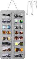 🕶️ hanging sunglasses organizer:16-slot dust-proof eyewear display pocket with metal hook and sturdy rope - wall mounted sunglasses holder for men and women логотип