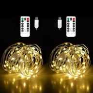 🌟 calflux led string lights, 66ft fairy lights 2 pack with usb, remote control & waterproof twinkle lights - perfect for garden, living room, bedroom, party, camping, christmas decoration (warm white) логотип