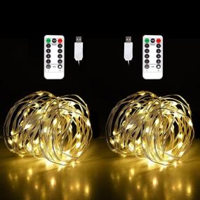 img 4 attached to 🌟 Calflux LED String Lights, 66ft Fairy Lights 2 Pack with USB, Remote Control & Waterproof Twinkle Lights - Perfect for Garden, Living Room, Bedroom, Party, Camping, Christmas Decoration (Warm White)