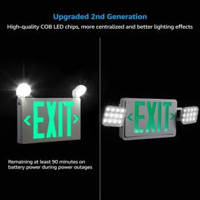 img 2 attached to 🚪 TORCHSTAR Green Exit Sign with Emergency Lights, UL 924 Certified, Dual Adjustable Head LED Emergency Exit Light with Battery Backup, Double Face, AC 120/277V, Business Exit Signs, Damp Location Suitable, Pack of 2