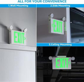 img 1 attached to 🚪 TORCHSTAR Green Exit Sign with Emergency Lights, UL 924 Certified, Dual Adjustable Head LED Emergency Exit Light with Battery Backup, Double Face, AC 120/277V, Business Exit Signs, Damp Location Suitable, Pack of 2