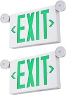 🚪 torchstar green exit sign with emergency lights, ul 924 certified, dual adjustable head led emergency exit light with battery backup, double face, ac 120/277v, business exit signs, damp location suitable, pack of 2 logo