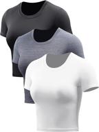 👚 cadmus women's racerback dry fit athletic crop tops - short sleeve set of 3 pieces logo