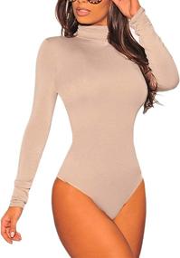 img 2 attached to 👗 Ancapelion Stretchy Turtleneck Bodysuit - Women's Bodycon Lingerie, Sleepwear & Loungewear