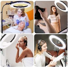 img 2 attached to 💡 GSKAIWEN 18-inch 65W LED Makeup Ring Light for Eyebrow Tattoo Light Lash Lamp Beauty Light Eyelash Extension Studio Video Photography Light with Tripod Phone Holder and Bag, Including Mirror