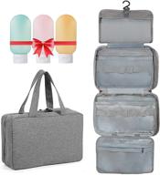 🧳 hang toiletry bag: ultimate cosmetic travel organizer with 4 sections, large capacity & water-resistant – perfect for accessories, toiletries, and full-sized containers! includes 3 travel bottles logo