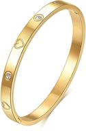 🎁 vqysko love friendship bracelet bangle - 18k gold plated / rose gold / silver with cubic zirconia stainless steel hinged jewelry - perfect birthday gift for her, women, teen girls logo
