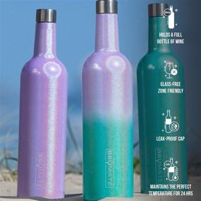 img 1 attached to 🍷 BrüMate Winesulator 25 Oz Triple-Walled Insulated Wine Canteen - Stainless Steel, 24-hour Temperature Retention, Shatterproof with Silicone Funnel (Glitter Aqua)