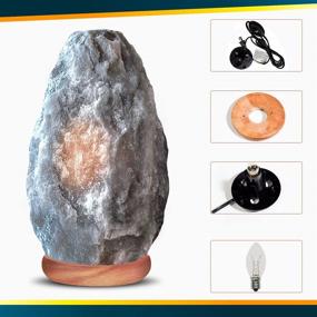 img 2 attached to 🌙 Himalayan Glow 1031 Natural Grey Night Light: Hand Carved Crystal Neem Wooden Base Gray Salt Lamp (5-7 LBS)