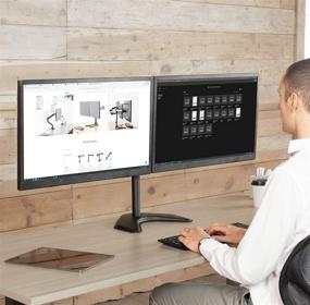 img 1 attached to 🖥️ VIVO STAND-V002F - Dual LED LCD Monitor Free-Standing Desk Stand for Two 27 Inch Screens - Heavy-Duty Fully Adjustable Arms - Max VESA 100x100mm