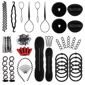 img 4 attached to 💇 27-Piece Hair Styling Set by OBSCYON: Hair Design Tools, DIY Hair Modelling Accessories Kit with Magic Fast Spiral Hair Braid Braiding Tool - Ideal for Women and Girls