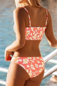 img 2 attached to 🌺 CUPSHE Women's Floral Smocked Bandeau Bikini Sets: Vibrant and Stylish Swimwear for Women