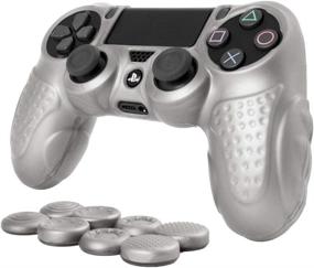 img 4 attached to 🎮 CHINFAI PS4 Controller DualShock4 Skin with Anti-Slip Silicone Grip Cover: Protector Case for Sony PS4/PS4 Slim/PS4 Pro Controller - Silver (Includes 8 Thumb Grips)