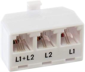 img 4 attached to 2 Line Telephone Splitter Adapter - Triple Splitter (Line 1, Line 2, Twin Line) - Dual Line Separator - 4 Conductor Connector (2 Phone Lines) - White, Pack of 2