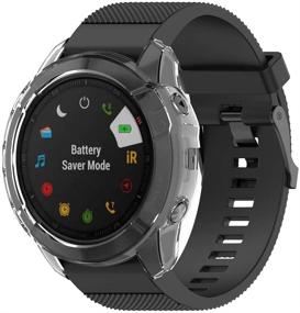 img 1 attached to 📱 Чехол RuenTech для Garmin Fenix 6X/6X Pro/Sapphire - защитный чехол из TPU для часов Fenix 6X GPS (черный и прозрачный)