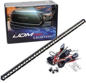 img 4 attached to 💡 iJDMTOY 36-Inch LED Ultra Slim Light Bar with Hood Scoop Mount for 2014-2021 Toyota Tundra, Includes (1) 108W High Power LED Lightbar, Hood Bulge Mounting Brackets & On/Off Switch Wiring Kit