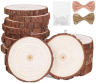 🌲 20pcs natural wood slices 2.8-3.1 in with screw eye rings, unfinished wood kit for crafts, complete wood coaster, wooden circles for christmas ornaments, wedding diy crafts logo