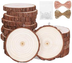 img 4 attached to 🌲 20Pcs Natural Wood Slices 2.8-3.1 in with Screw Eye Rings, Unfinished Wood Kit for Crafts, Complete Wood Coaster, Wooden Circles for Christmas Ornaments, Wedding DIY Crafts