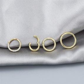 img 2 attached to 👃 COCHARM 14K Solid Gold Seamless Nose Ring - 16G Septum Rings & 18G Hinged Segment Ring for Body Piercings