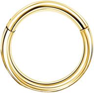 👃 cocharm 14k solid gold seamless nose ring - 16g septum rings & 18g hinged segment ring for body piercings logo