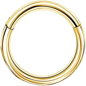 img 4 attached to 👃 COCHARM 14K Solid Gold Seamless Nose Ring - 16G Septum Rings & 18G Hinged Segment Ring for Body Piercings