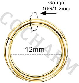 img 3 attached to 👃 COCHARM 14K Solid Gold Seamless Nose Ring - 16G Septum Rings & 18G Hinged Segment Ring for Body Piercings