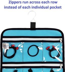 img 2 attached to 💙 ANIZER Hanging Jewelry Organizer with 10 Clear Zippered Pockets for Convenient Jewelry Storage in Travel Suitcases and Home Closets (Blue)