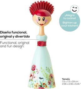 img 2 attached to Vibrant Vigar Dolls Kalho Dish Brush: Printed Dress, 10-3/4-Inches - Green & Red Delight