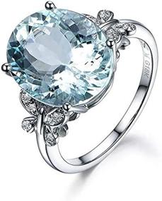 img 2 attached to MauSong Rhinestone Butterfly Ring with Natural Topaz Stone Crystal for Engagement, Charm Gemstone Women's Jewelry (Size 6/7/8/9/10) in Sea Blue