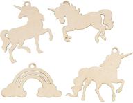 🦄 24 pieces of unfinished wooden unicorn cutouts for crafts & diy painting - ideal wood christmas ornaments assortment with 4 unique designs logo