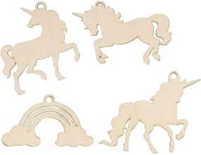 img 4 attached to 🦄 24 Pieces of Unfinished Wooden Unicorn Cutouts for Crafts & DIY Painting - Ideal Wood Christmas Ornaments Assortment with 4 Unique Designs