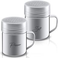 🧂 premium quality 13.5 oz stainless steel salt and pepper shakers with lid and handle - ideal seasoning pepper shakers for cooking, baking, and kitchen use logo