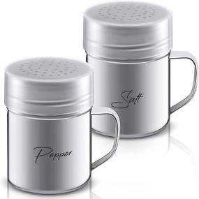 img 4 attached to 🧂 Premium Quality 13.5 OZ Stainless Steel Salt and Pepper Shakers with Lid and Handle - Ideal Seasoning Pepper Shakers for Cooking, Baking, and Kitchen Use