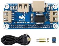 ethernet/usb hub hat для raspberry pi от waveshare: стабильное проводное подключение ethernet с 1 портом rj45 ethernet и 3 портами usb - разработано для моделей zero/zero w/zero wh логотип