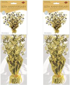 img 3 attached to 🌟 Shimmering Gold Gleam 'N Burst Centerpiece: Ideal for 50th Wedding Anniversary & Birthday Party Decor, 15