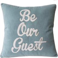 eurasia decor guestroom accent throw pillow cover - embroidered square design for bedroom, couch (sea blue, 18x18) logo