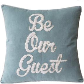 img 2 attached to Eurasia Decor Guestroom Accent Throw Pillow Cover - Embroidered Square Design for Bedroom, Couch (Sea Blue, 18X18)
