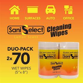 img 3 attached to 🧽 SaniSelect Multi-Surface Cleaning Wet Towels - 140 Wet Towels in Total - 70 Lemon Scented Wet Towels Per Canister - 5” x 8” Wet Towel Size - Ideal for Home, Office, or Car Use