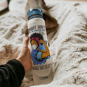 img 2 attached to 💧 Stay Hydrated with 64HYDRO 32oz Motivational Water Bottle – Nurse Inspiration Edition: Track Your Water Intake with Time Marker, Black Night Shift Essential. HRA1805005 Water Bottle.